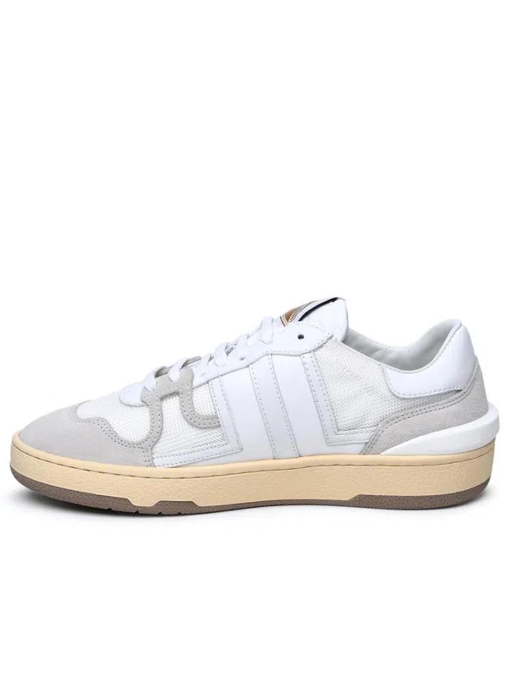 LANVIN Mesh And Leather Clay Sneakers With In White Product Image