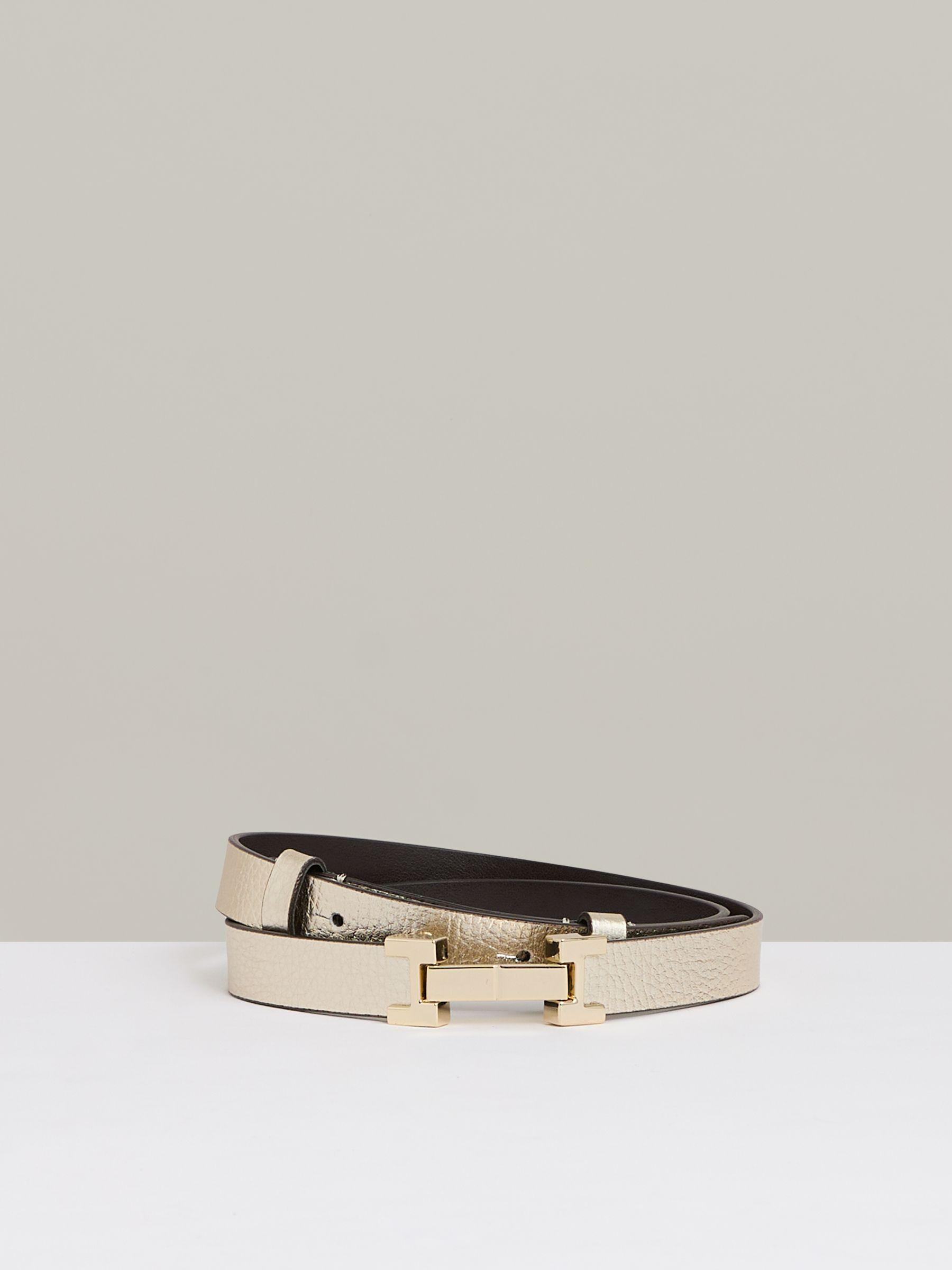 Leather Square Hinge Belt in Gold Product Image