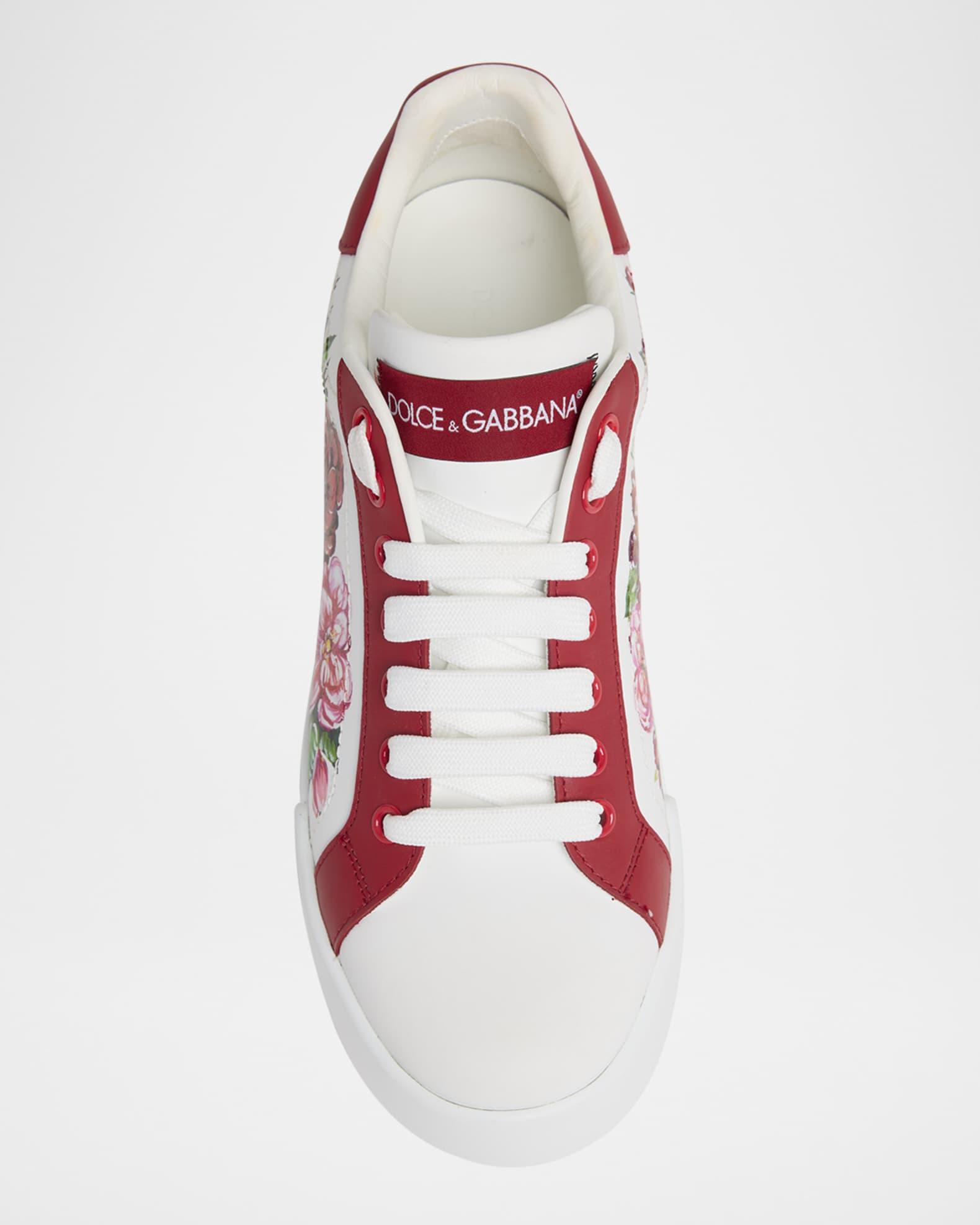 Portofino Painted Flower Leather Sneakers  Product Image