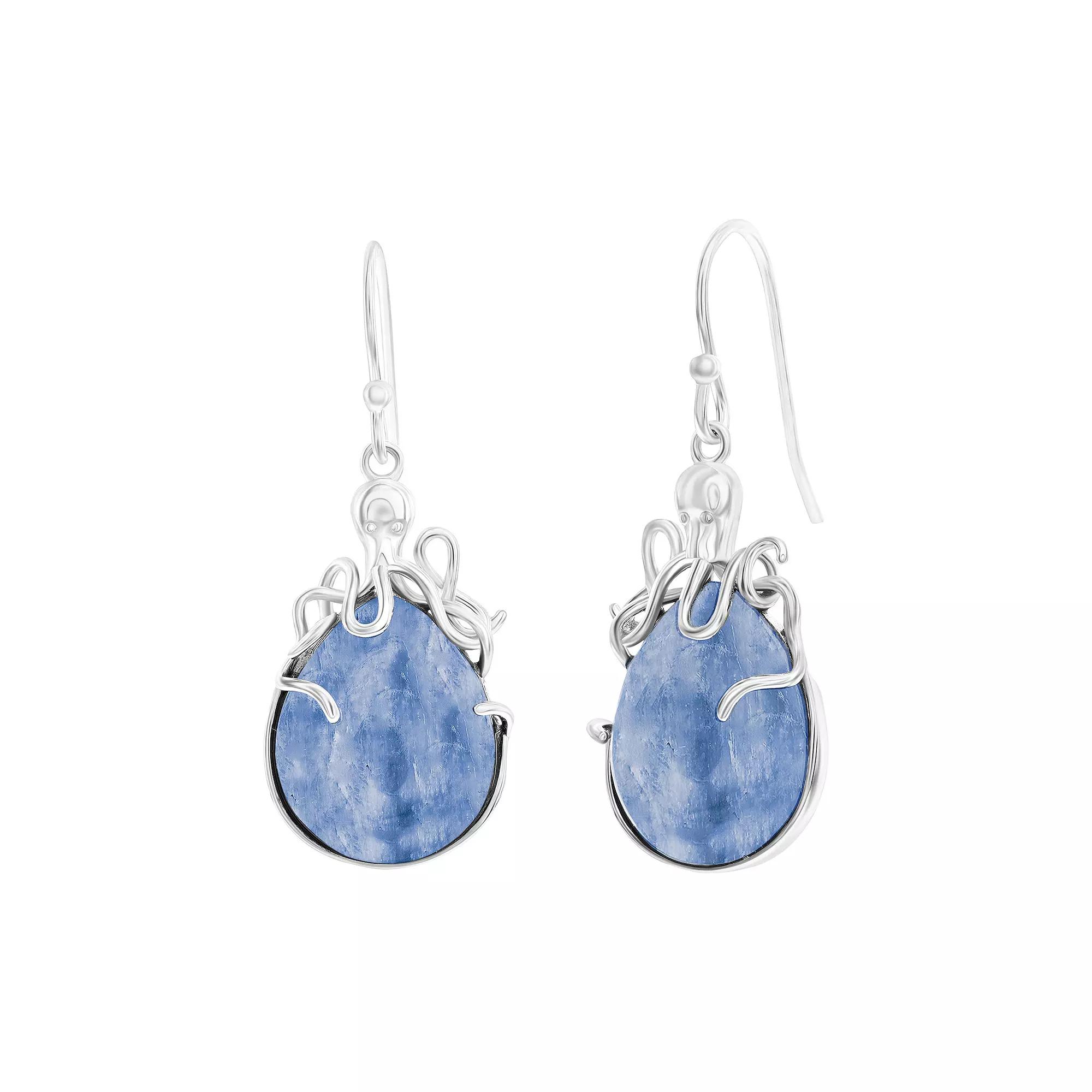 Nautica Rocks Sterling Silver Kyanite Octopus Earrings, Women's Product Image