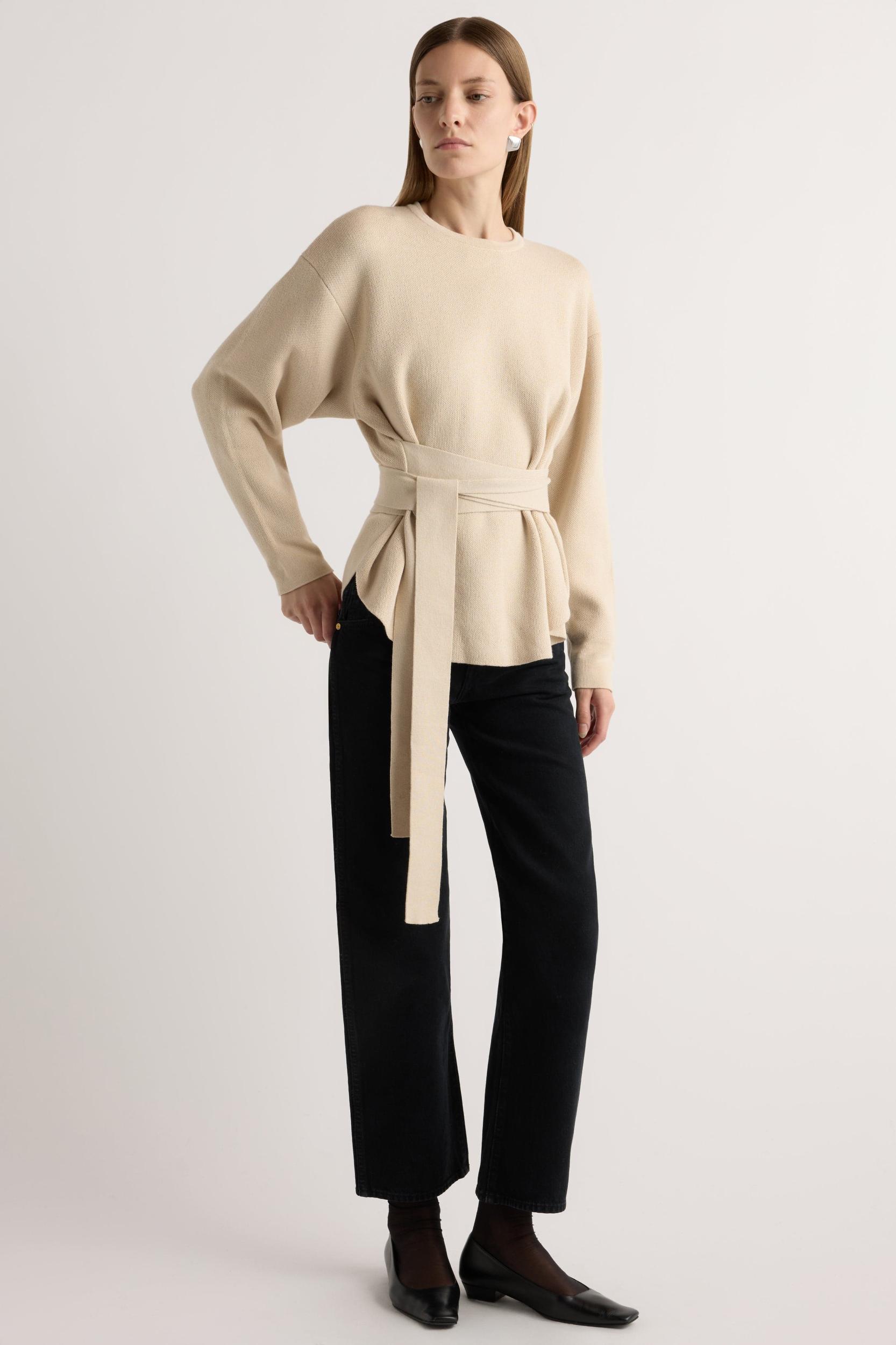Nara Tie-Front Knit Sweater Product Image