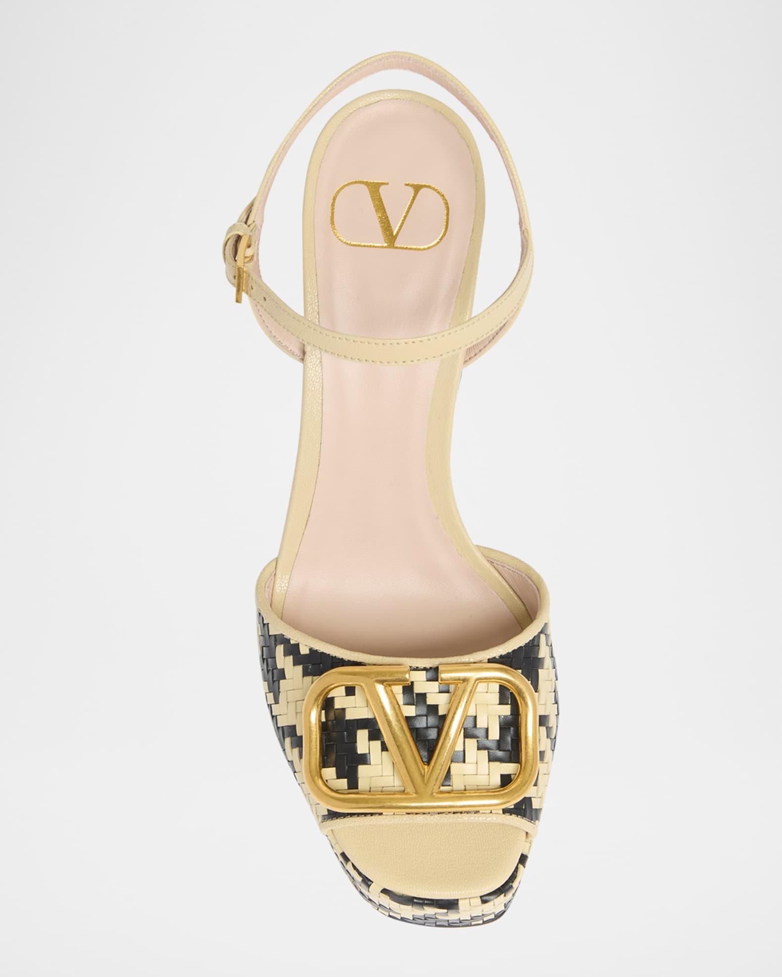 VLogo Signature Houndstooth Woven Platform Sandals Product Image