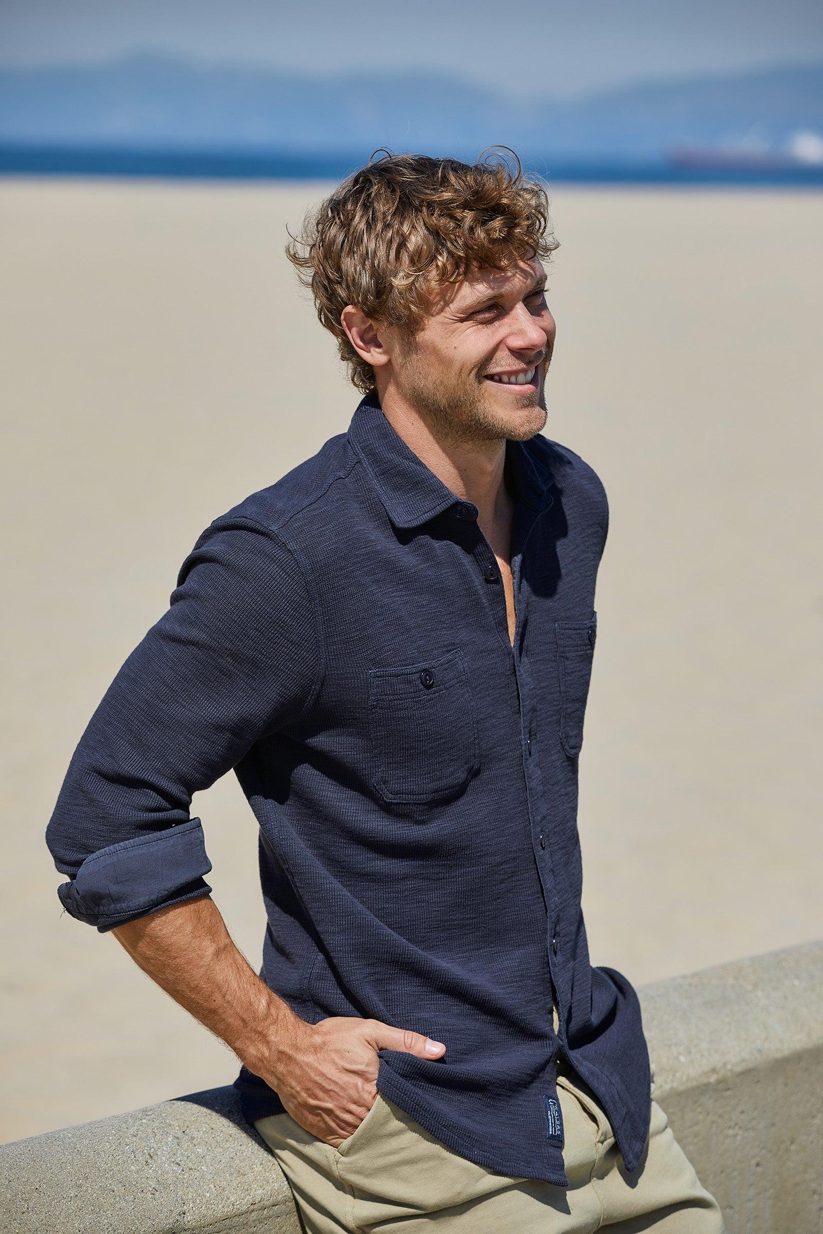 Waffle Hybrid Shirt - Dark Navy (Final Sale)* Product Image