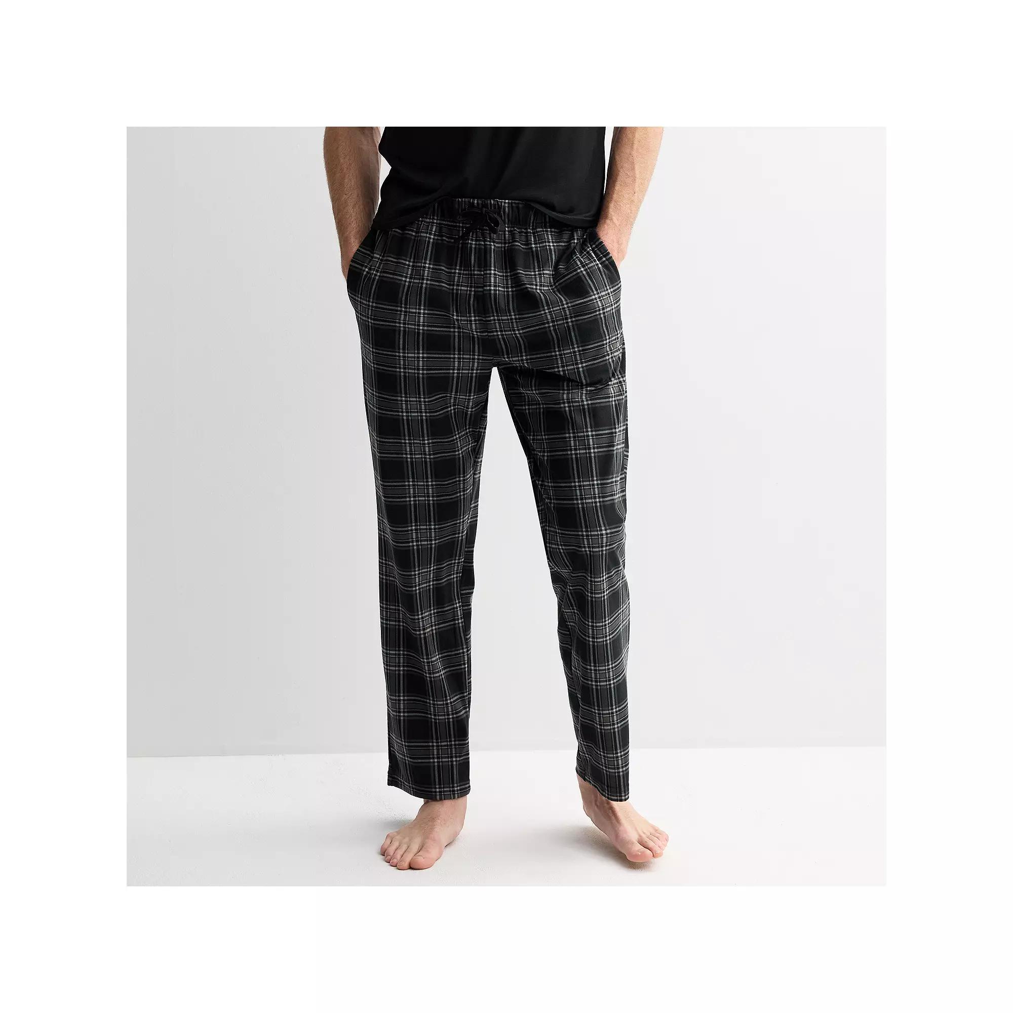 Men's Kenneth Cole Reaction Peached Knit Plaid Pajama Pants, Size: Large, Black Product Image