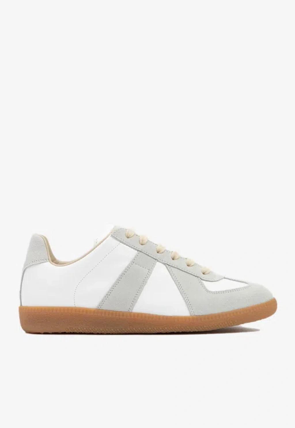 MAISON MARGIELA Replica Leather And Suede Sneakers In White Product Image