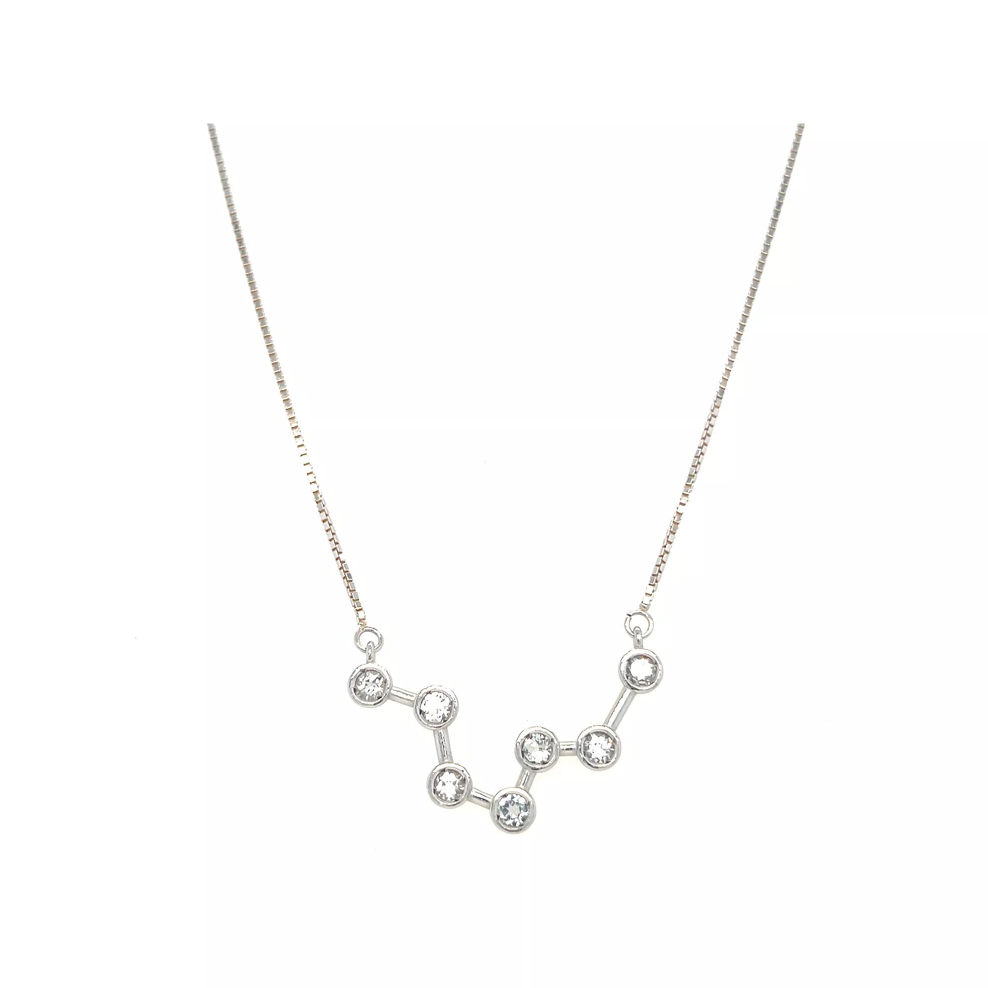 Meshmerise Sterling Silver White Topaz Zodiac Constellation Necklace, Women's, Size: 16-18" ADJ, Silver Tone Pisces Product Image