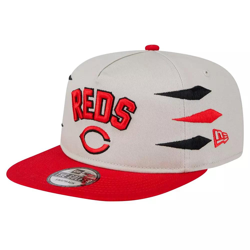 Men's New Era Cream Cincinnati Reds Iron Golfer Snapback Hat, Red Beige Product Image
