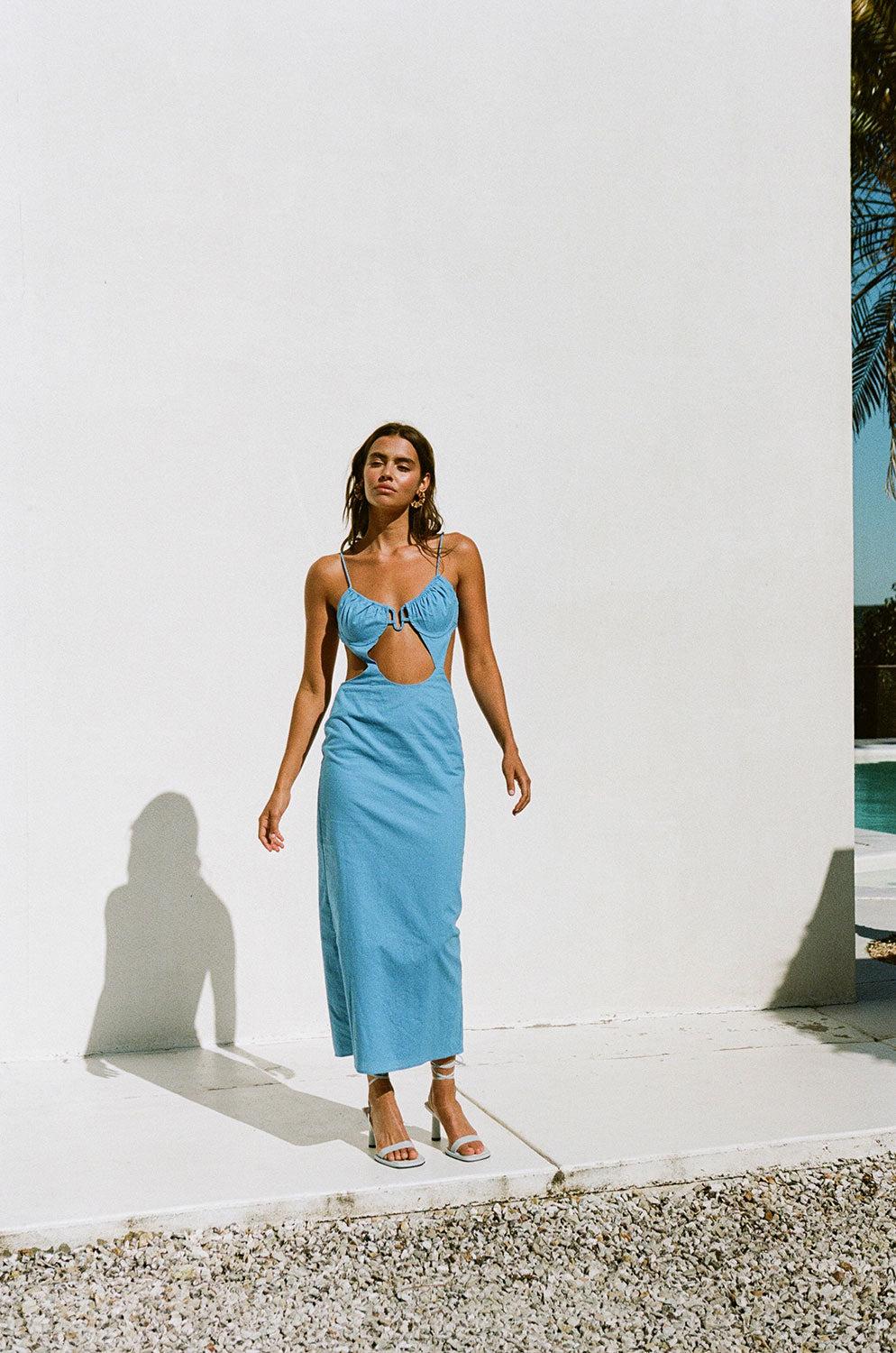 Chele Midi Dress - Cerulean Product Image