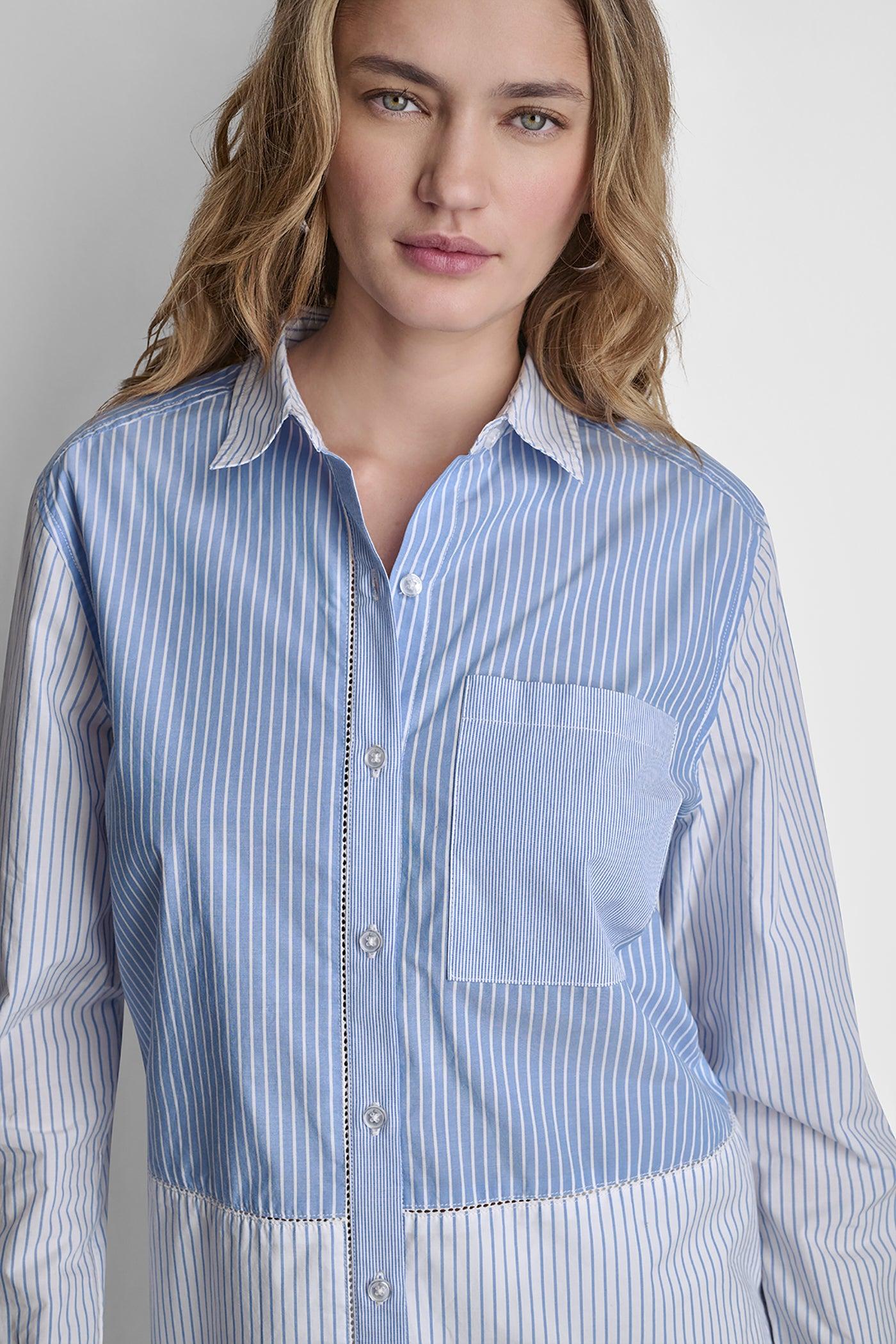 POPLIN CLASSIC FIT SHIRT WITH MIXED STRIPES Product Image