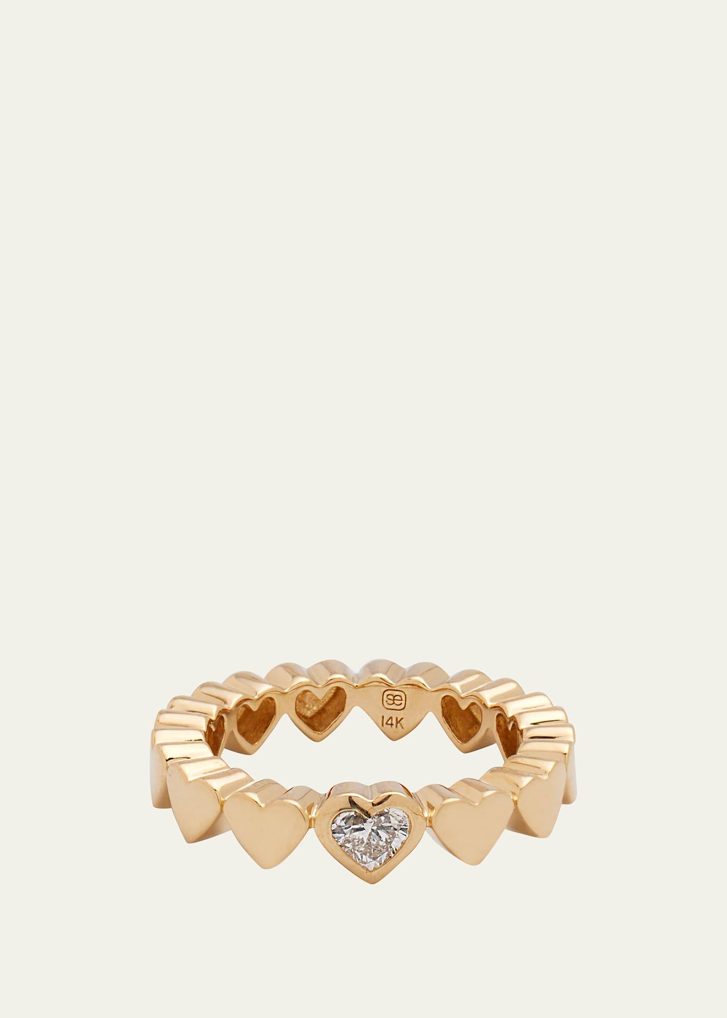 14k Yellow Gold Single Diamond Heart Ring, Size 6.5 Product Image