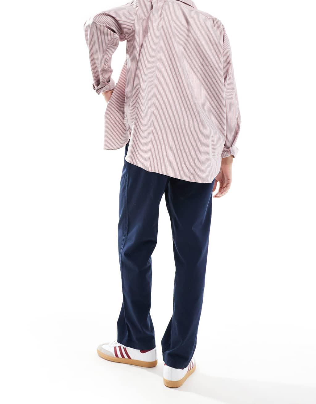 ASOS DESIGN straight leg pull on chino pants in navy Product Image