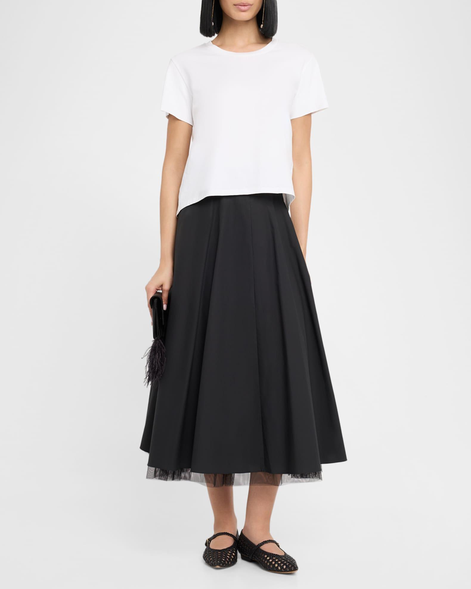 Light Touch Ruffle-Hem Cotton Midi Skirt Product Image