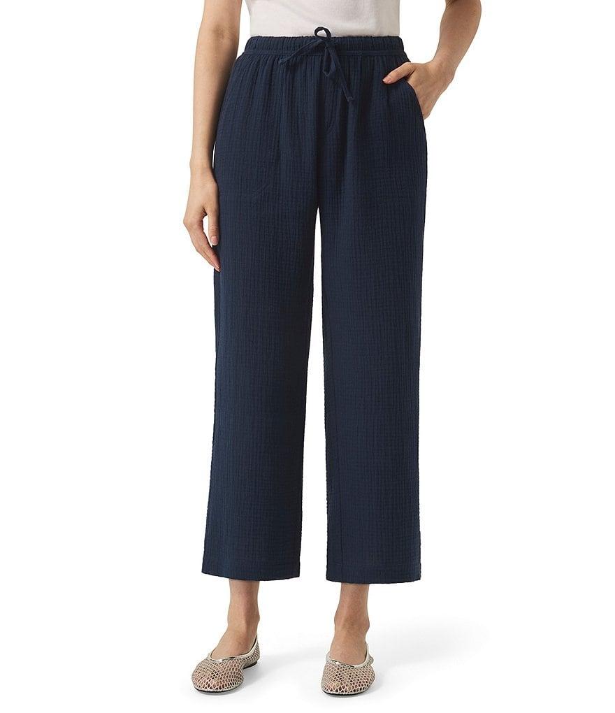 Splendid Adele Drawstring Gauze Cropped Relaxed Wide Leg Pants Product Image