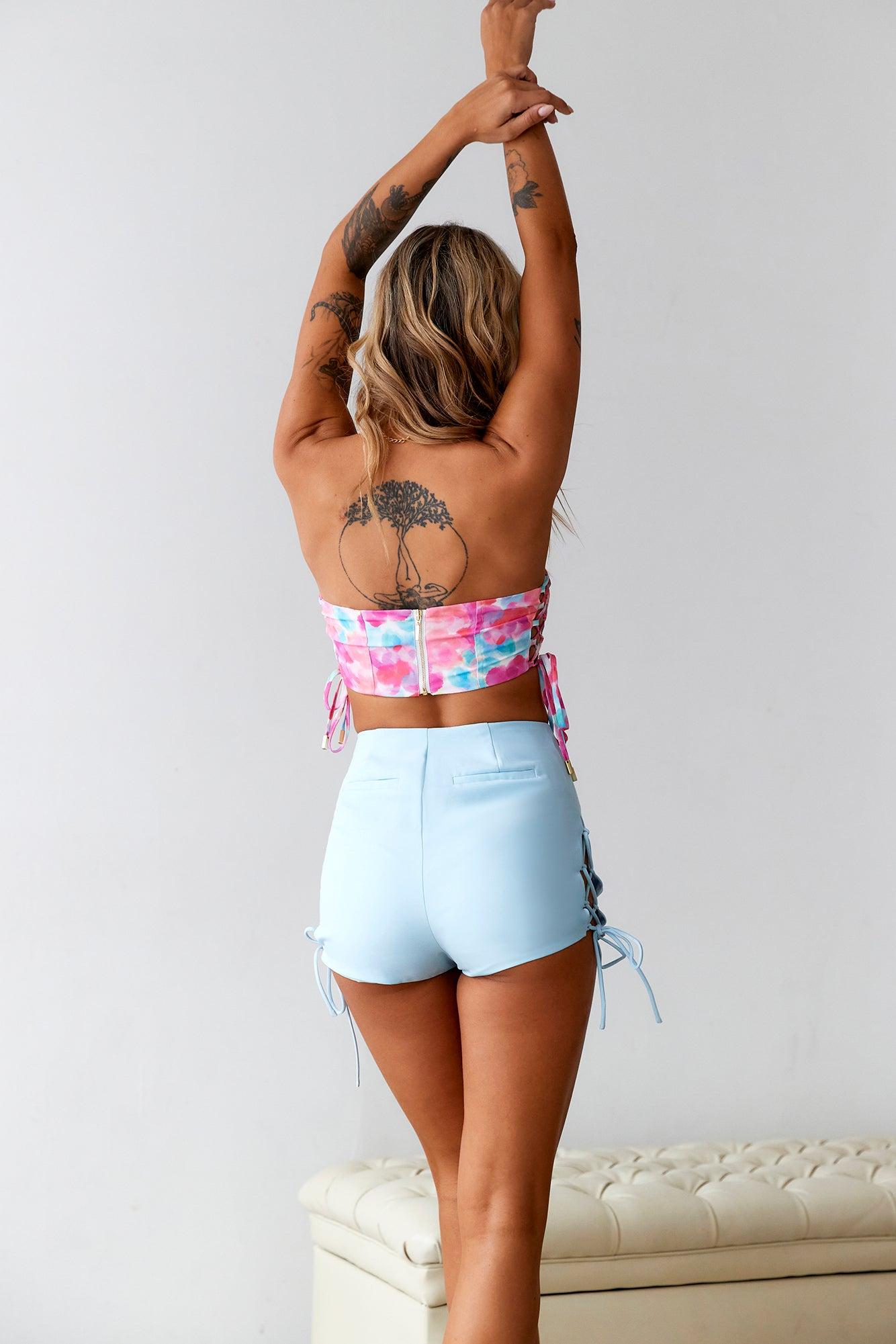 HELLO MOLLY Venice Beach Shorts Sky Product Image