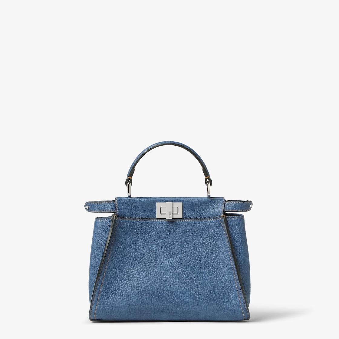Peekaboo MiniDenim-effect blue leather bag Product Image
