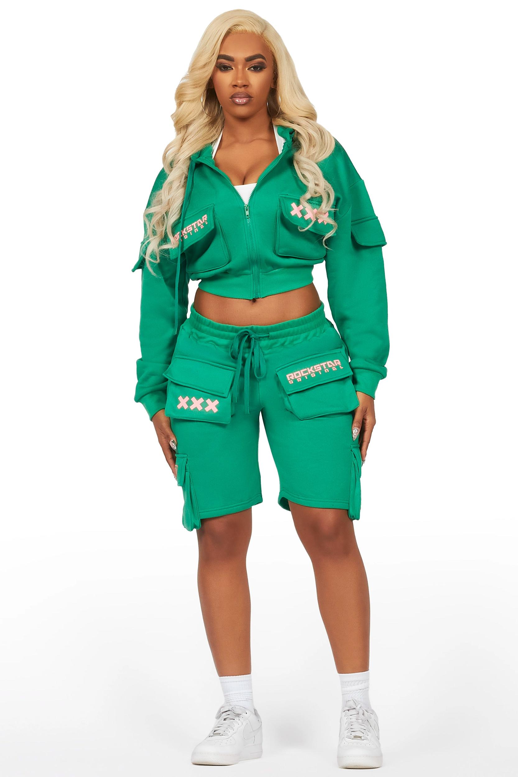 Natanya Green Cargo Short Set Female Product Image