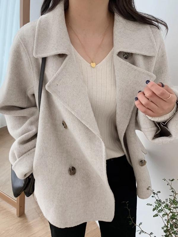 Shawl Collar Double Breasted Loose Jacket Product Image