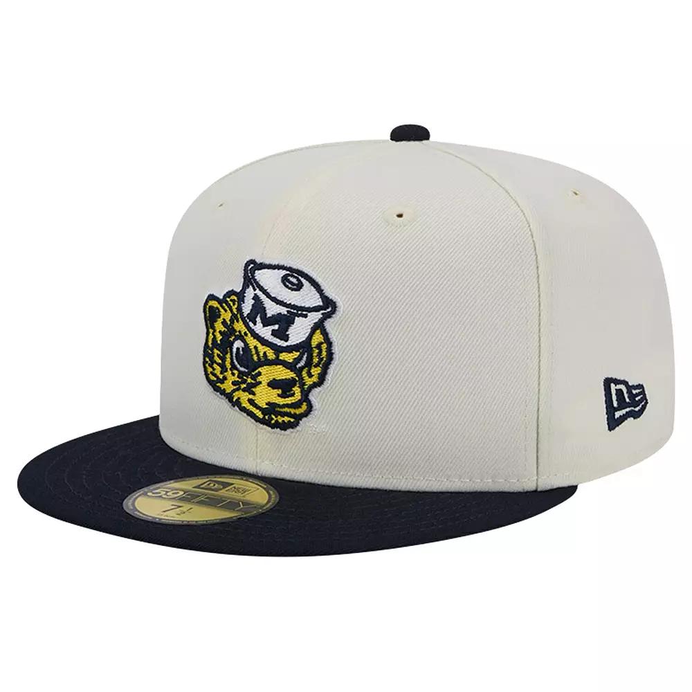Men's New Era Michigan Wolverines Chrome White Vintage 59FIFTY Fitted Hat, Size: 7 1/4 Product Image