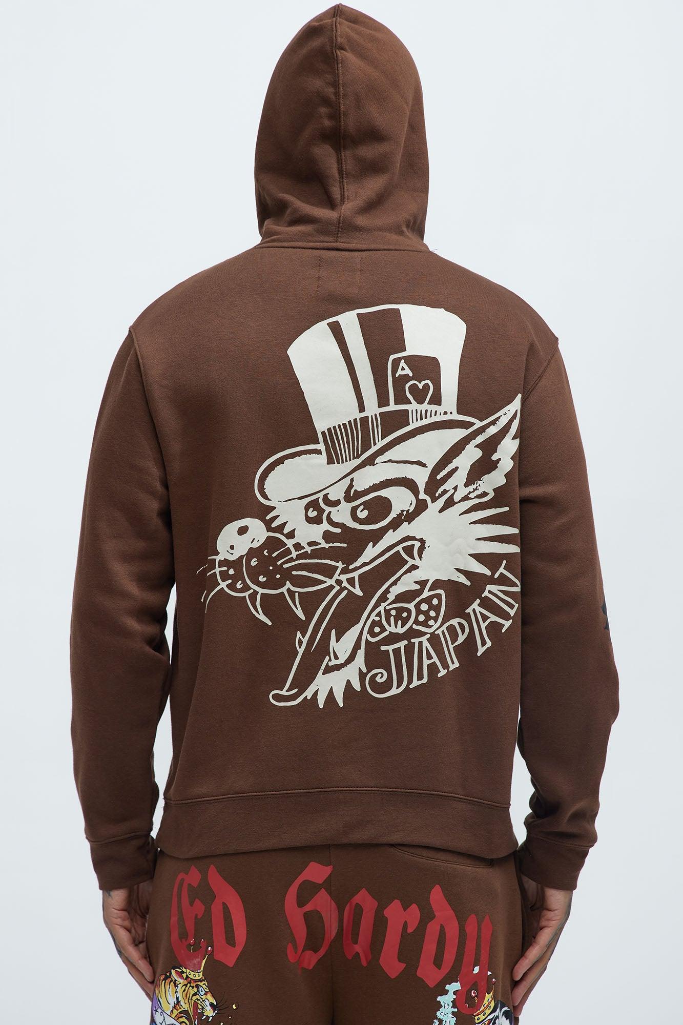 Ed Hardy Panther Tiger Hoodie - Chocolate Product Image