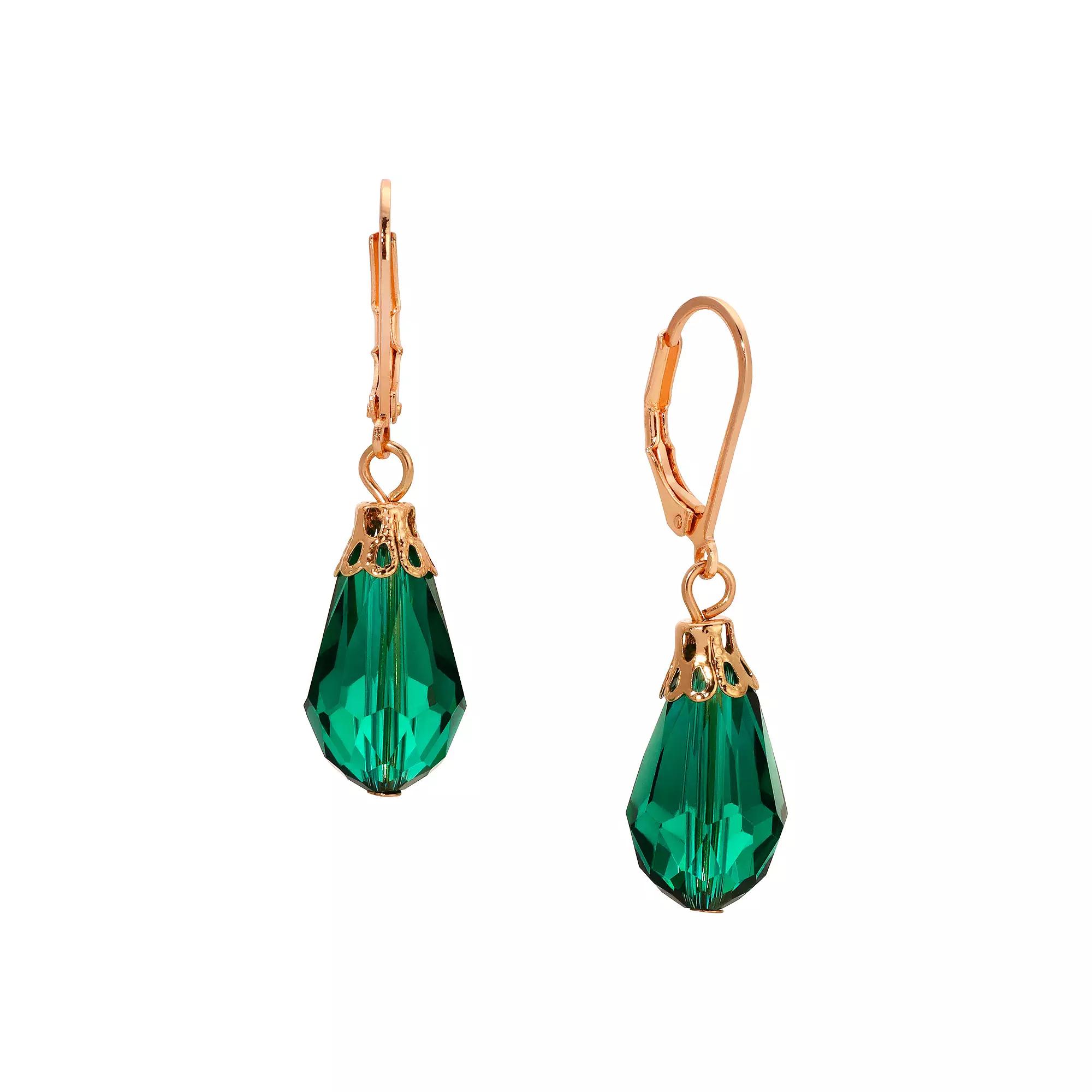 1928 Faceted Bead Drop Earrings, Women's, Green Product Image
