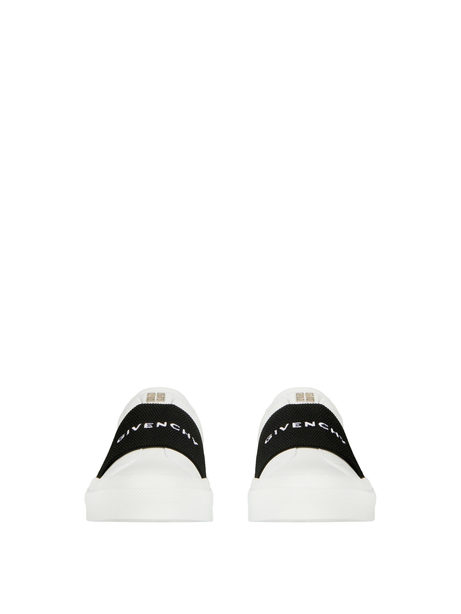 GIVENCHY Logo-embroidered Slip-on Leather Sneakers In White Black Product Image