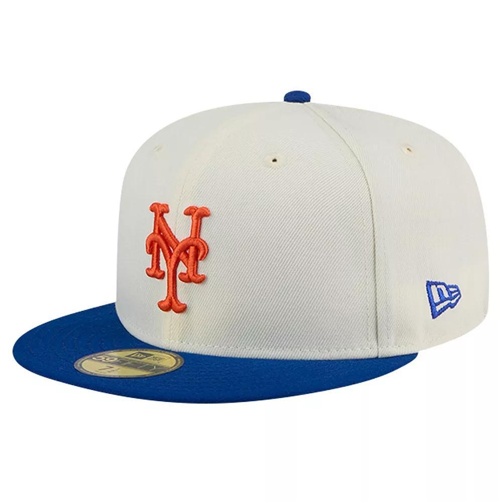 Men's New Era Cream New York Mets Evergreen Chrome 59FIFTY Fitted Hat, Size: 7 5/8, Beige Product Image