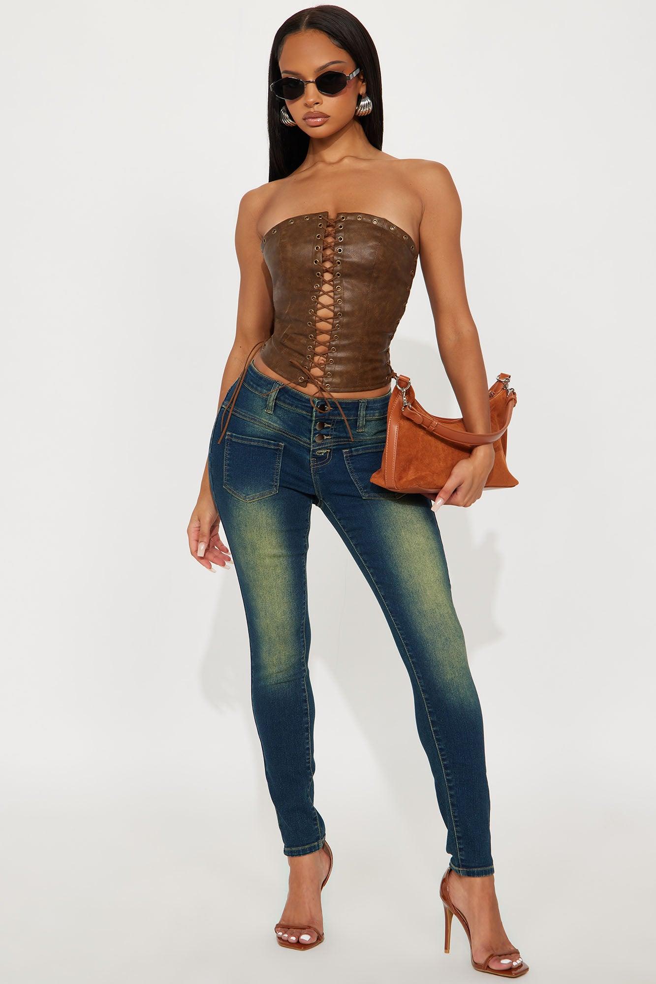 Hot Stuff Low Rise Tinted Skinny Jeans - Vintage Wash Female Product Image