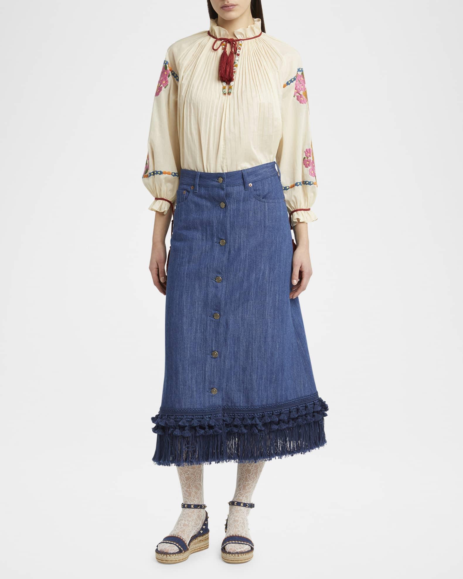 Rockstud Denim Wedge Espadrille Sandals Product Image