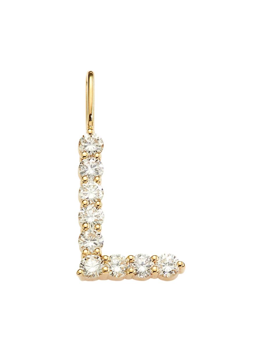 Womens 14K Yellow Gold & Diamond Large Initial Charm Product Image