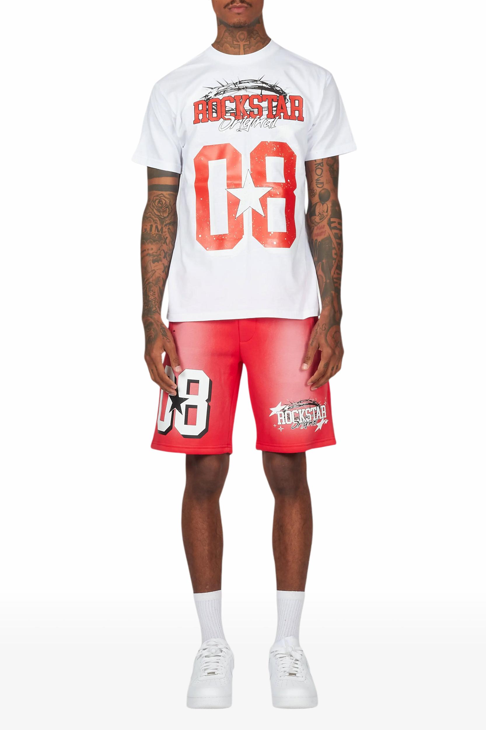 Allstar White/Red T-Shirt Short Set Male Product Image