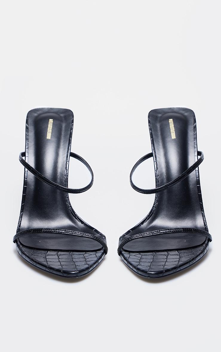 PLT Label Black Croc Faux Leather Barely There Point Toe High Heels Product Image
