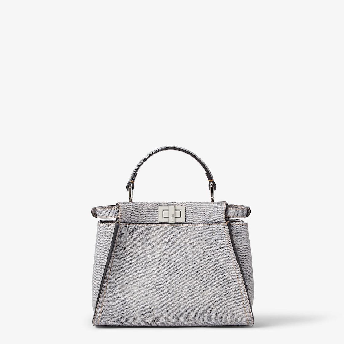 Peekaboo MiniGray leather bag with a faded denim effect. Product Image