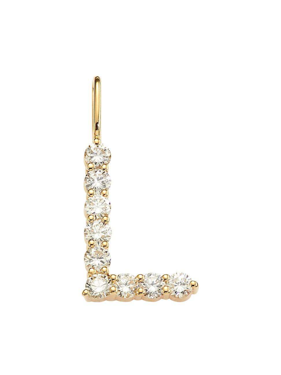 Womens 14K Yellow Gold & Diamond Large Initial Charm Product Image