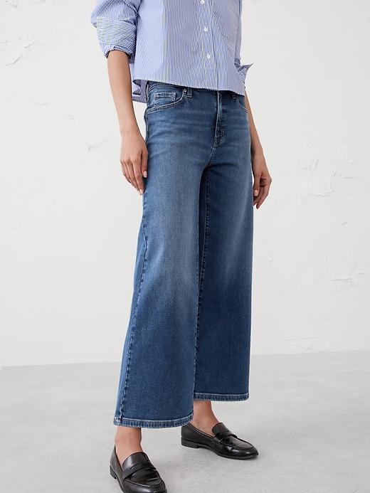 Wide-Leg High-Rise Patch Pocket Cropped Jean Product Image