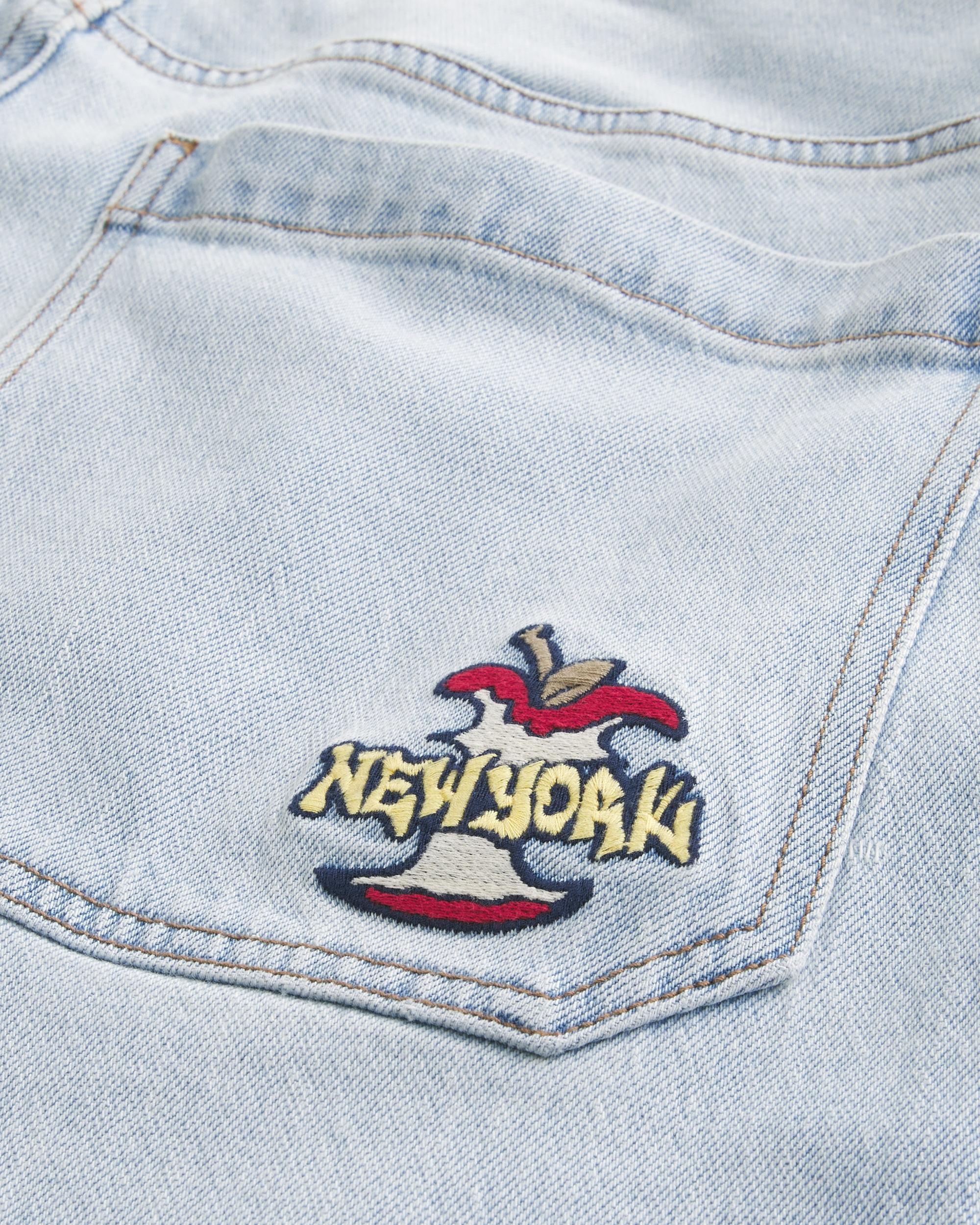 Light Wash New York Graphic Super Baggy Jeans Product Image