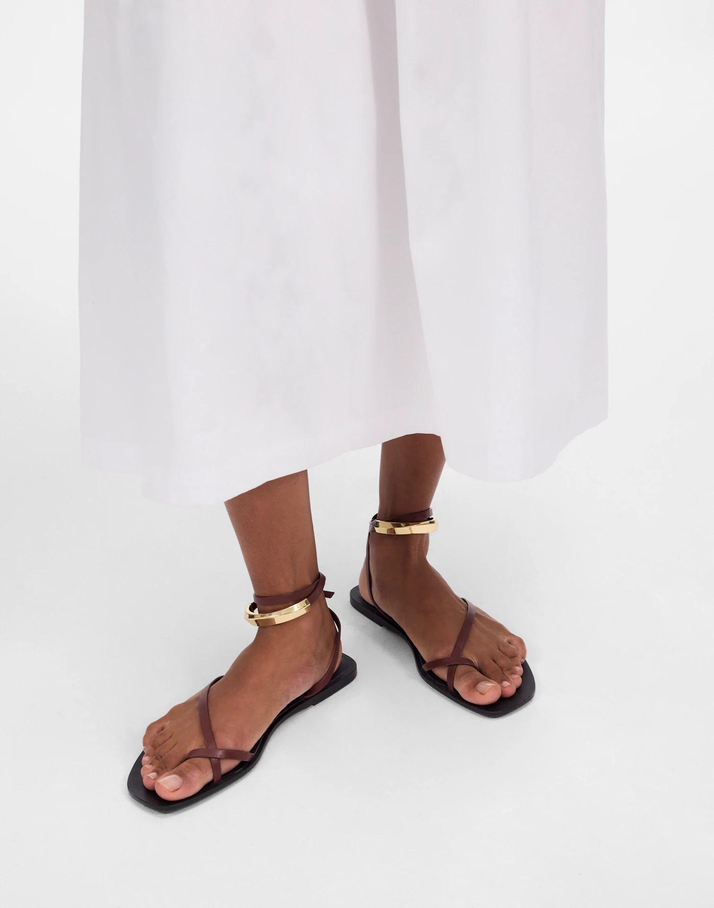 The Vira Bangle Ankle-Wrap Sandal in Leather Product Image