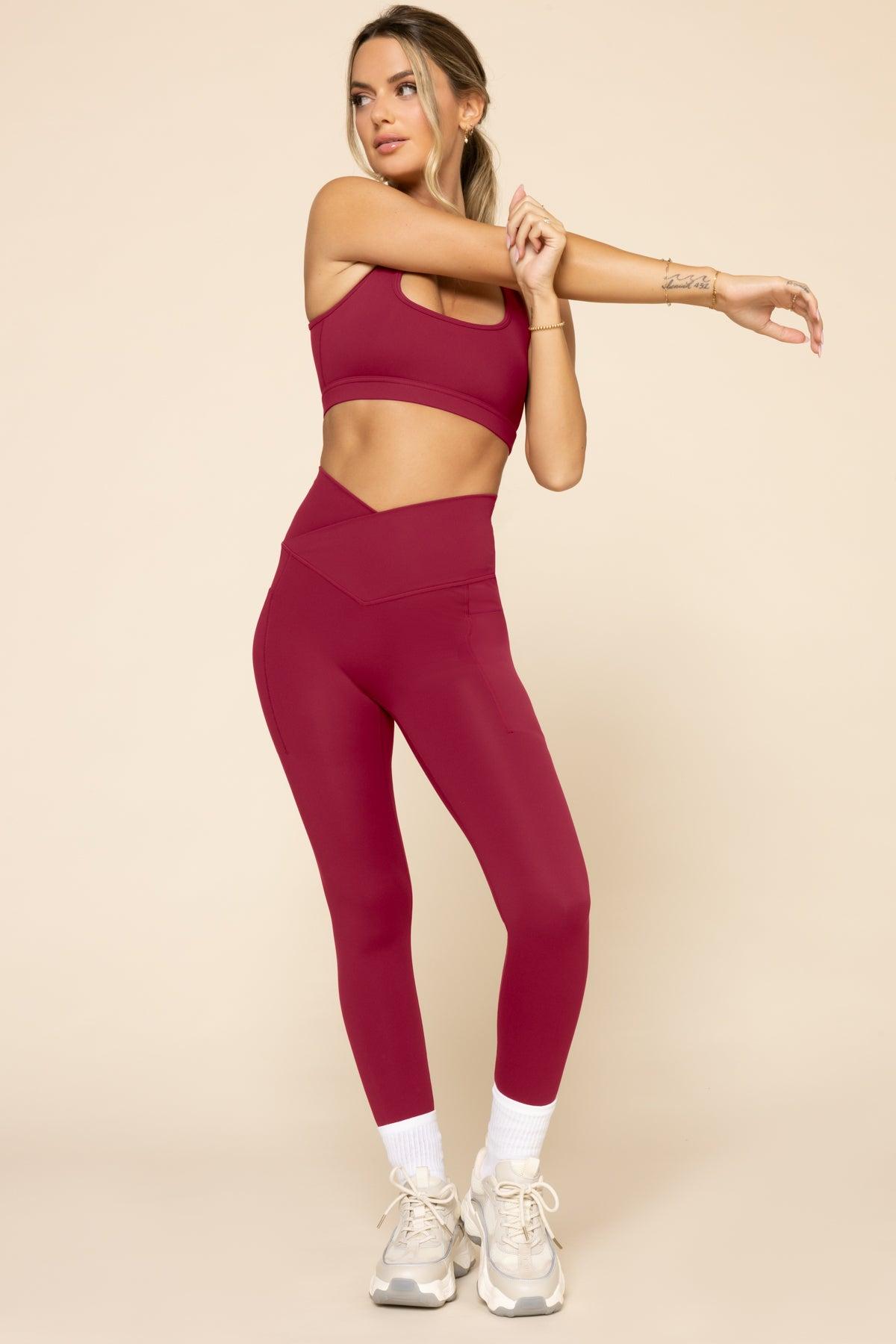 Crisscross Hourglass® Leggings with Pockets - Ruby Product Image