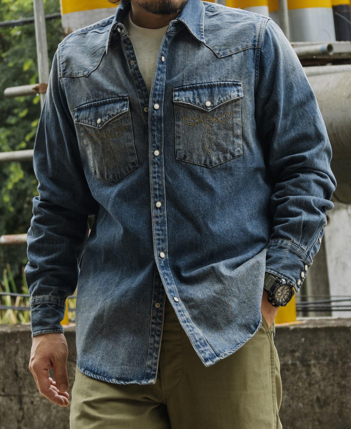 1950s Slub Denim Western Shirt Product Image