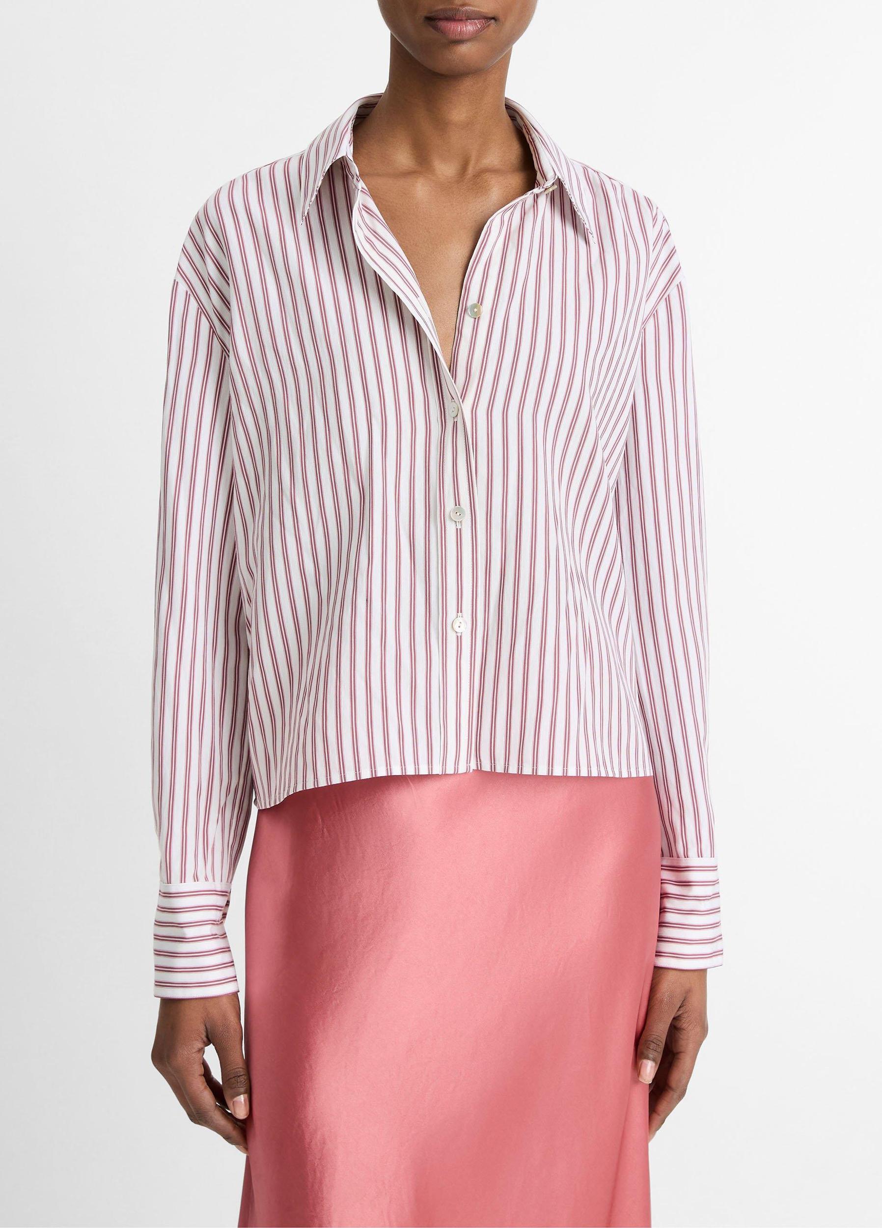 Till Stripe Cropped Button-Front Shirt Product Image