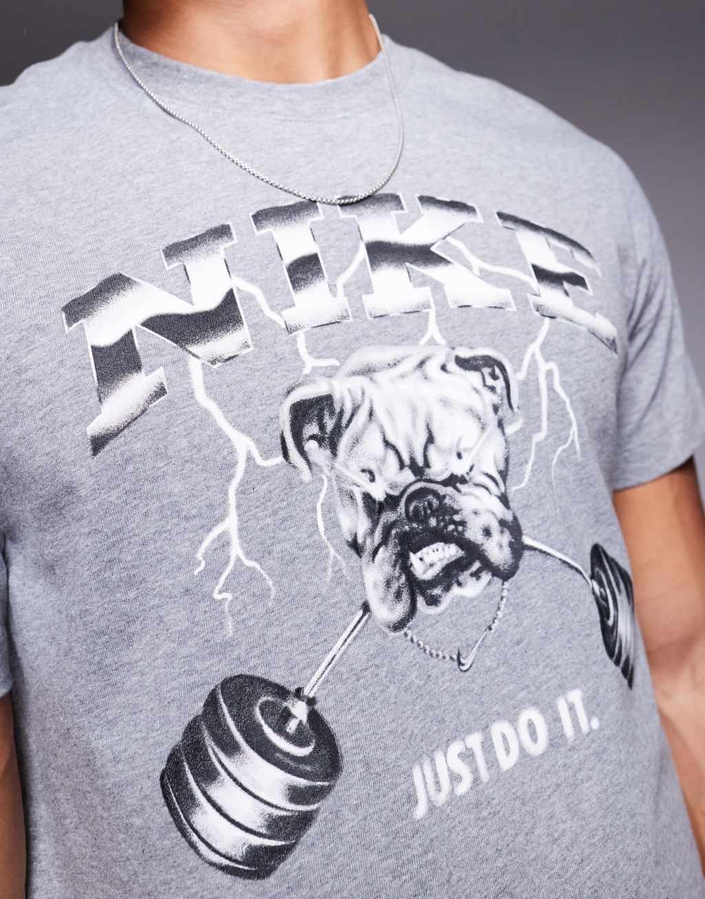 Nike Training bulldog graphic T-shirt in gray Product Image