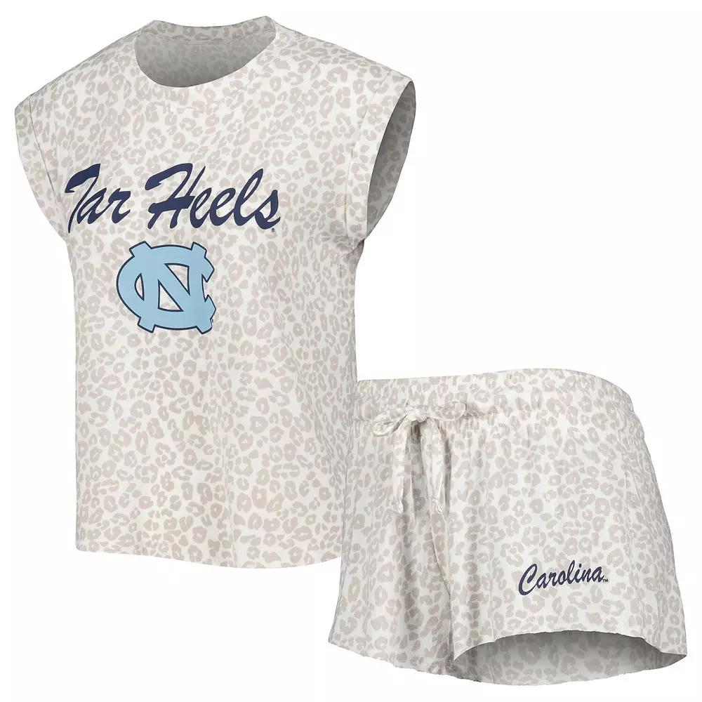 Women's Concepts Sport Cream North Carolina Tar Heels Montana T-Shirt & Shorts Sleep Set,  Product Image