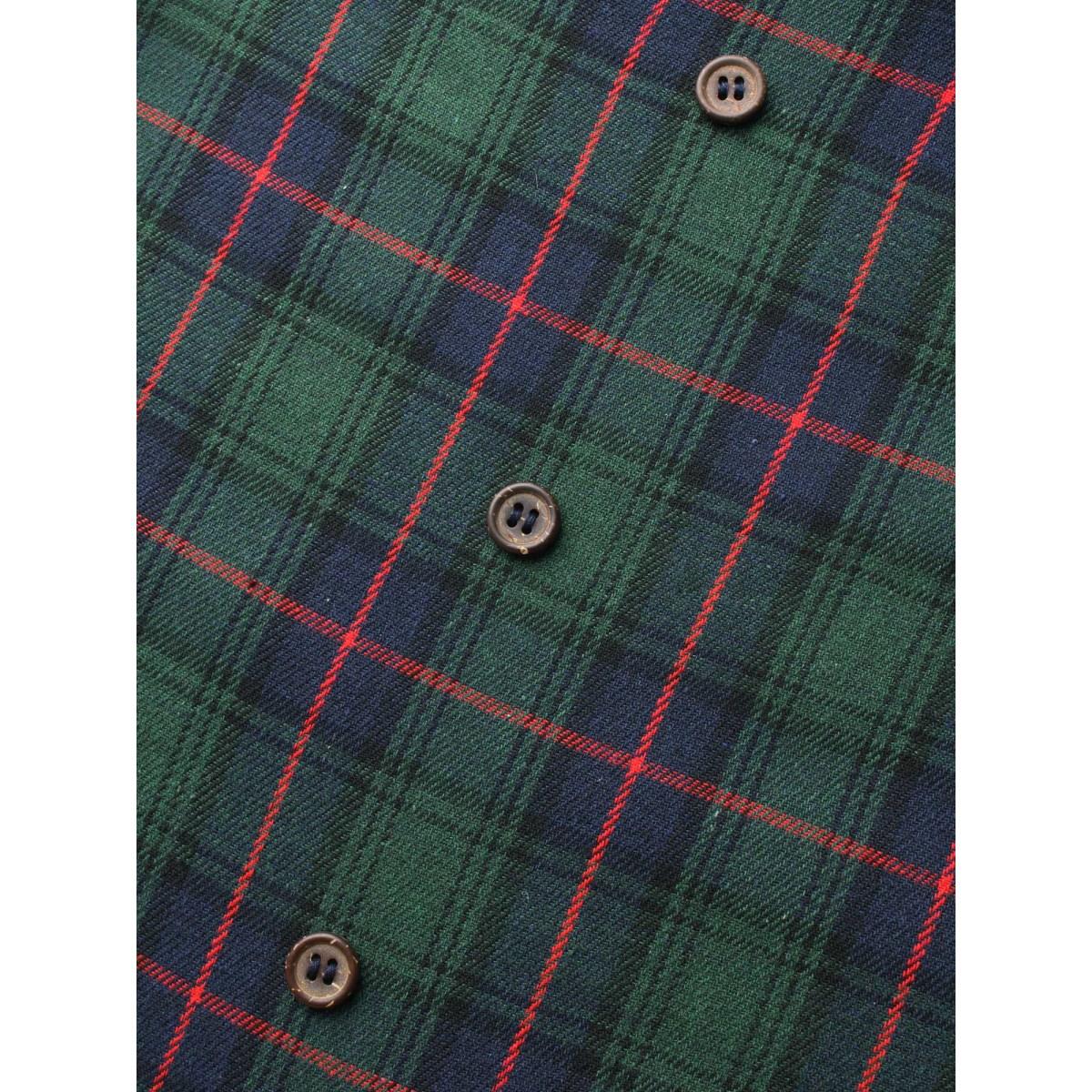 Plus Size DarkGreen Plaid Button Detail Lantern Sleeve Blouse Women Elegant Elbow-length sleeve V-neck Everyday Blouses BloomChic 28/5X Product Image