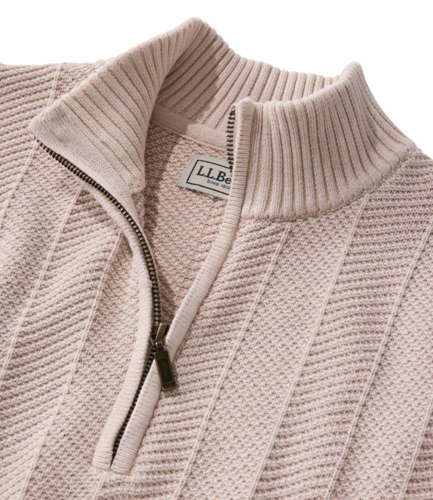 Men's Sunwashed Textured Cotton Sweater, Herringbone 1/4 Zip Product Image