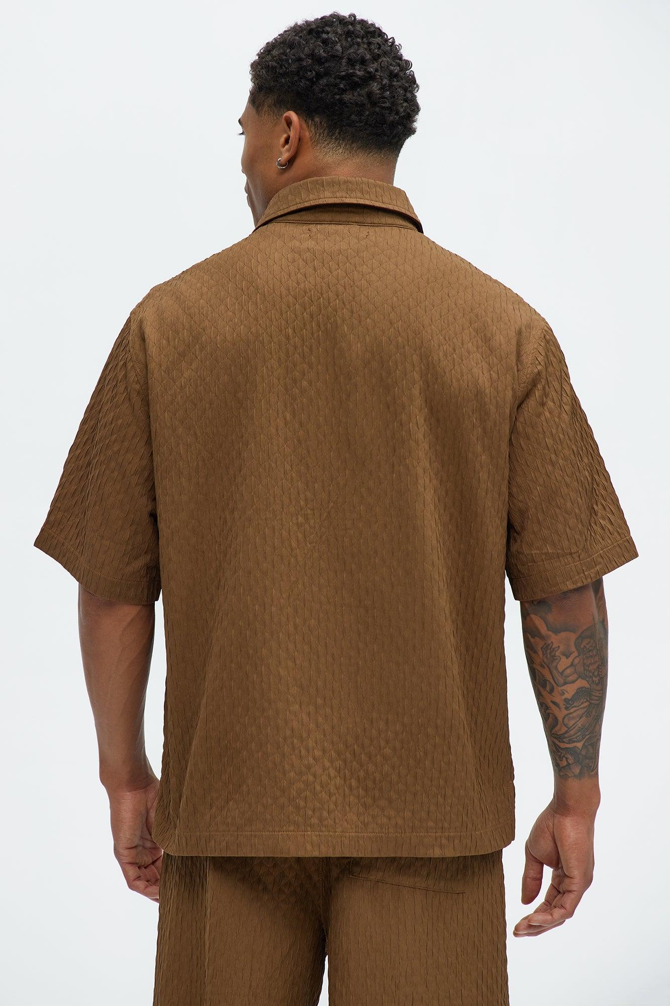Mounce Textured Button Up Shirt - Brown Product Image
