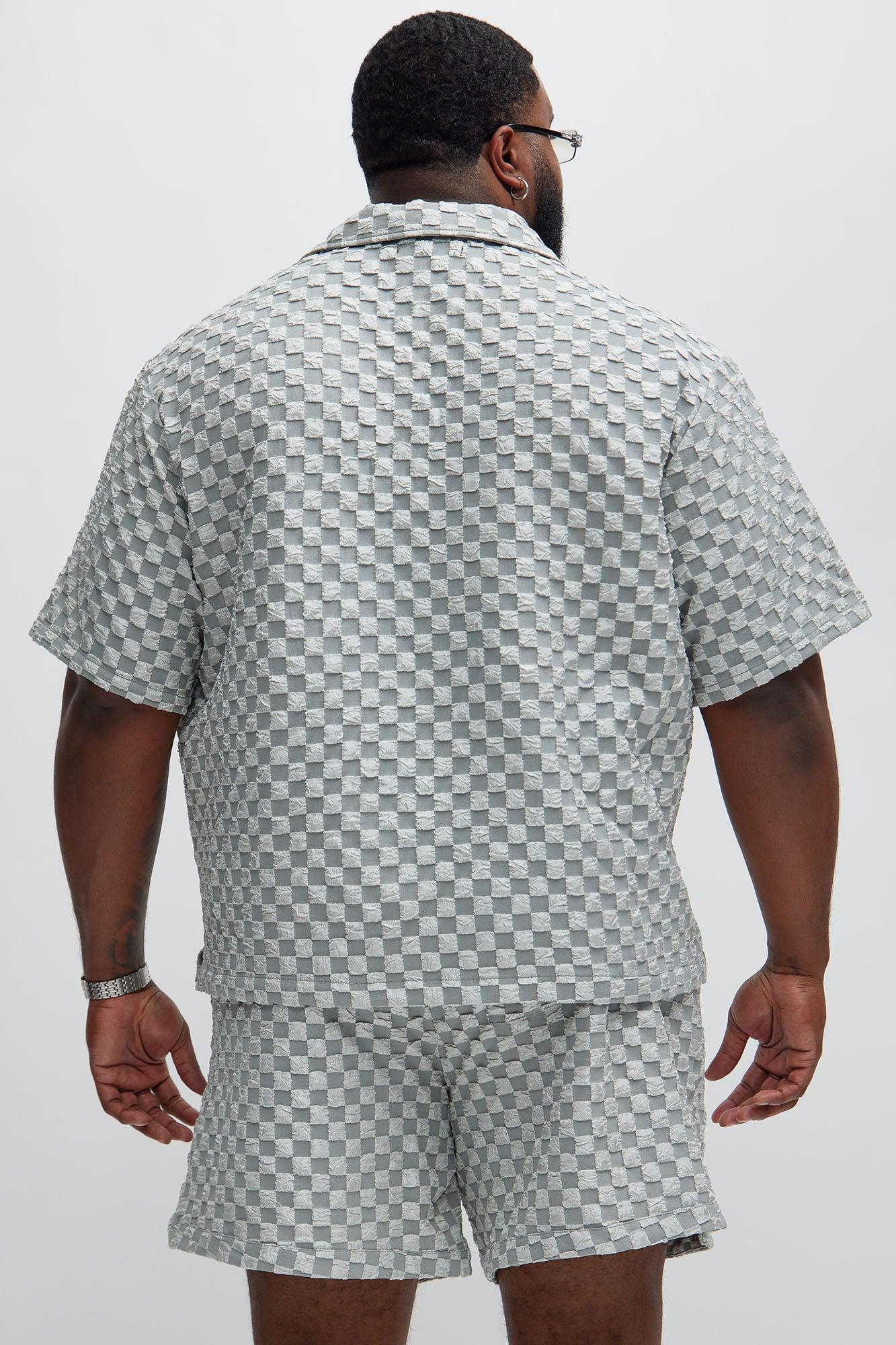 Crinkled Checkers Shirt - Grey Product Image