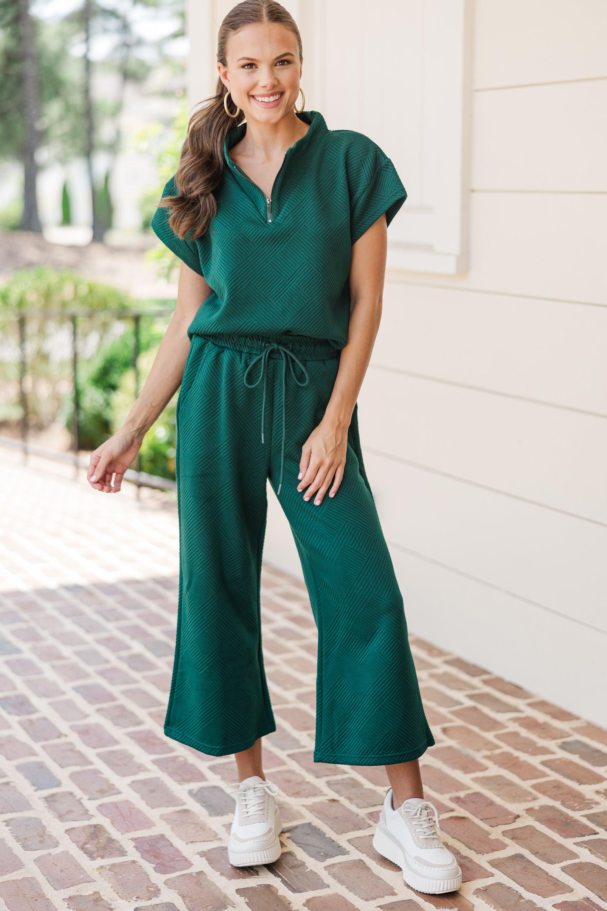 Feeling The Love Forest Green Textured Top Female Product Image