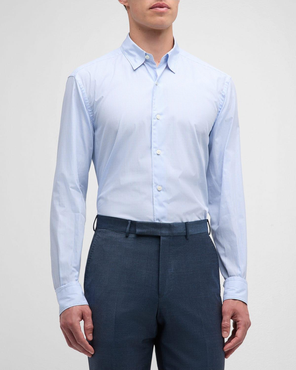 Men's Centoquaranta Cotton Check Sport Shirt Product Image