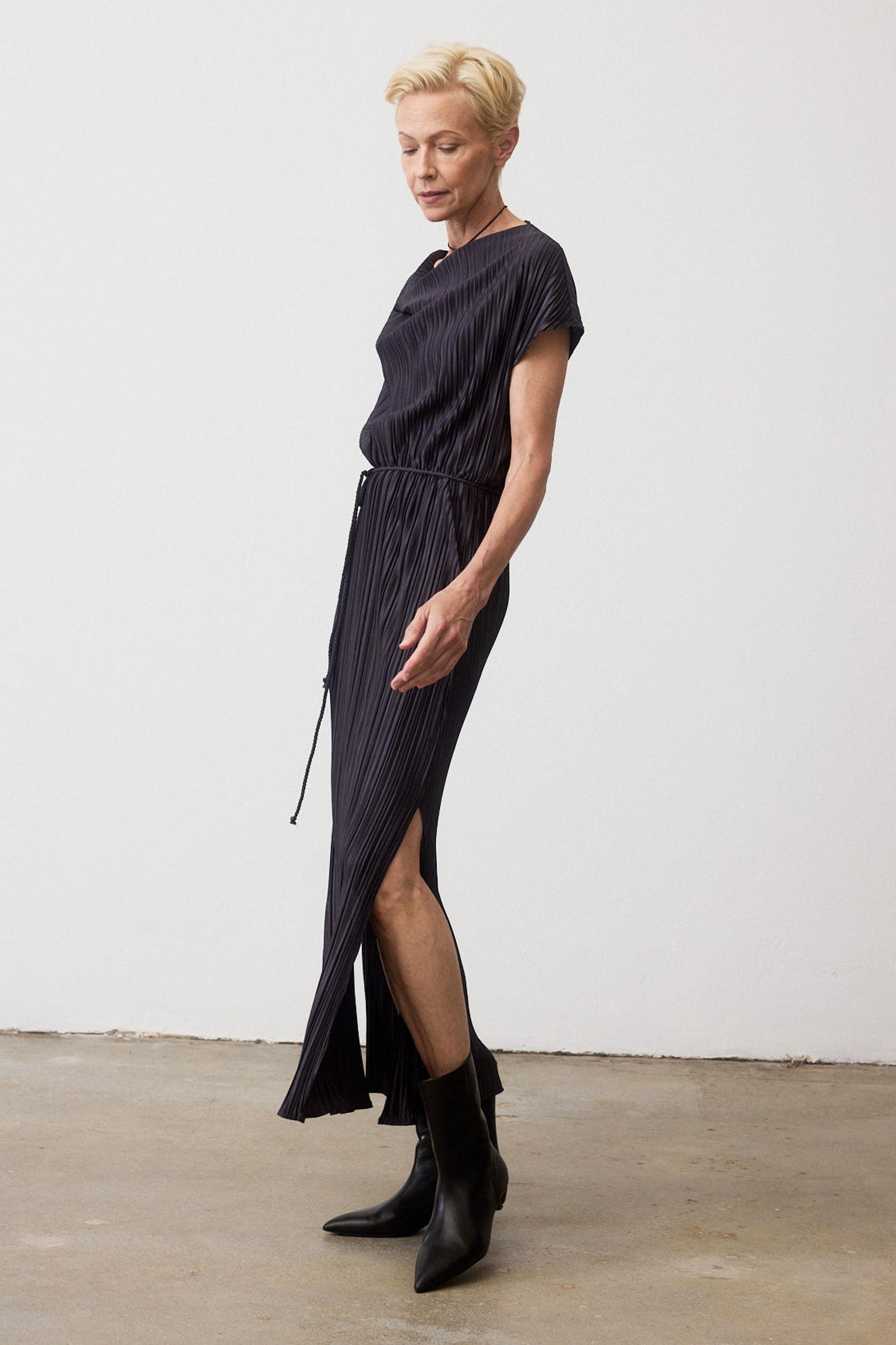 Draped Pleated Maxi Dress Product Image