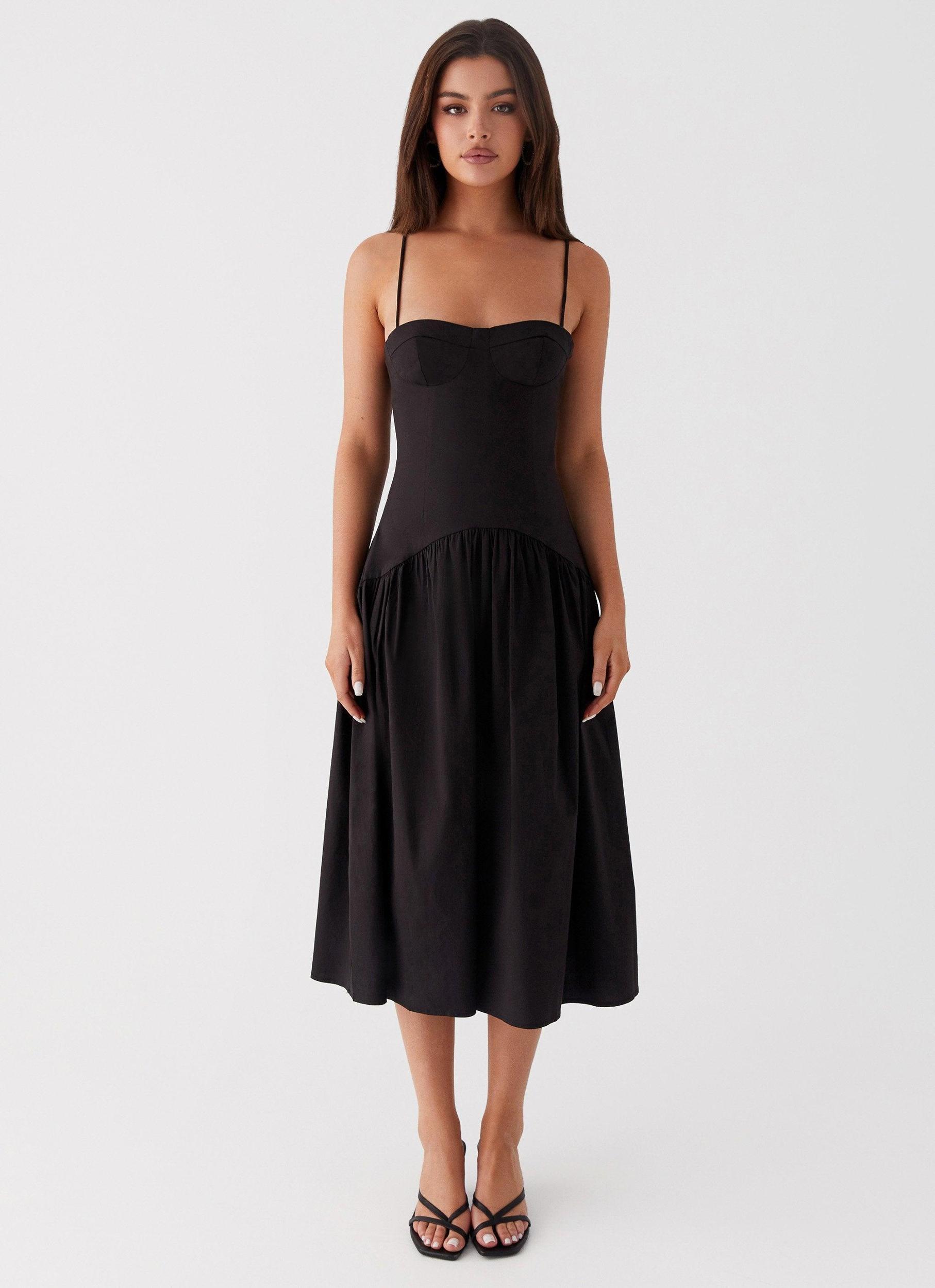 Yvette Corset Midi Dress - Black Product Image