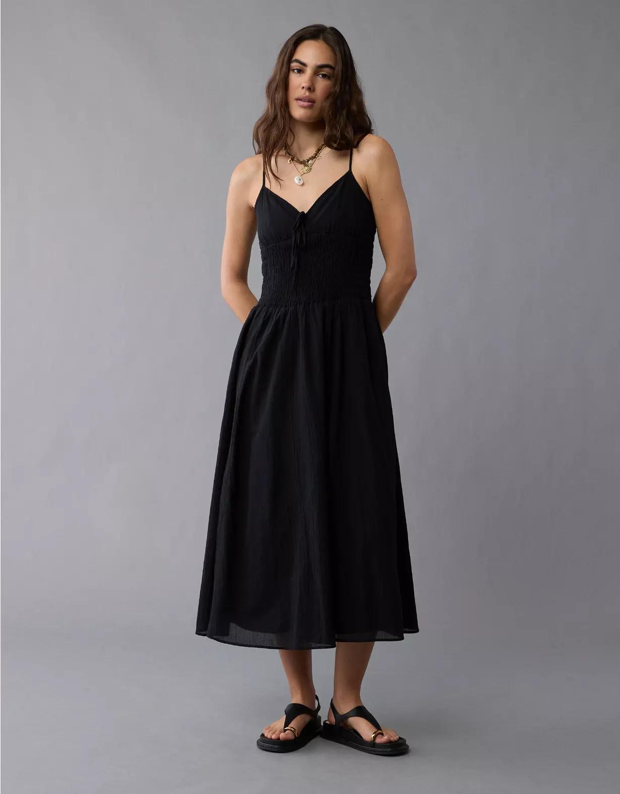 AE V-Neck Smocked Bodice Midi Dress Product Image